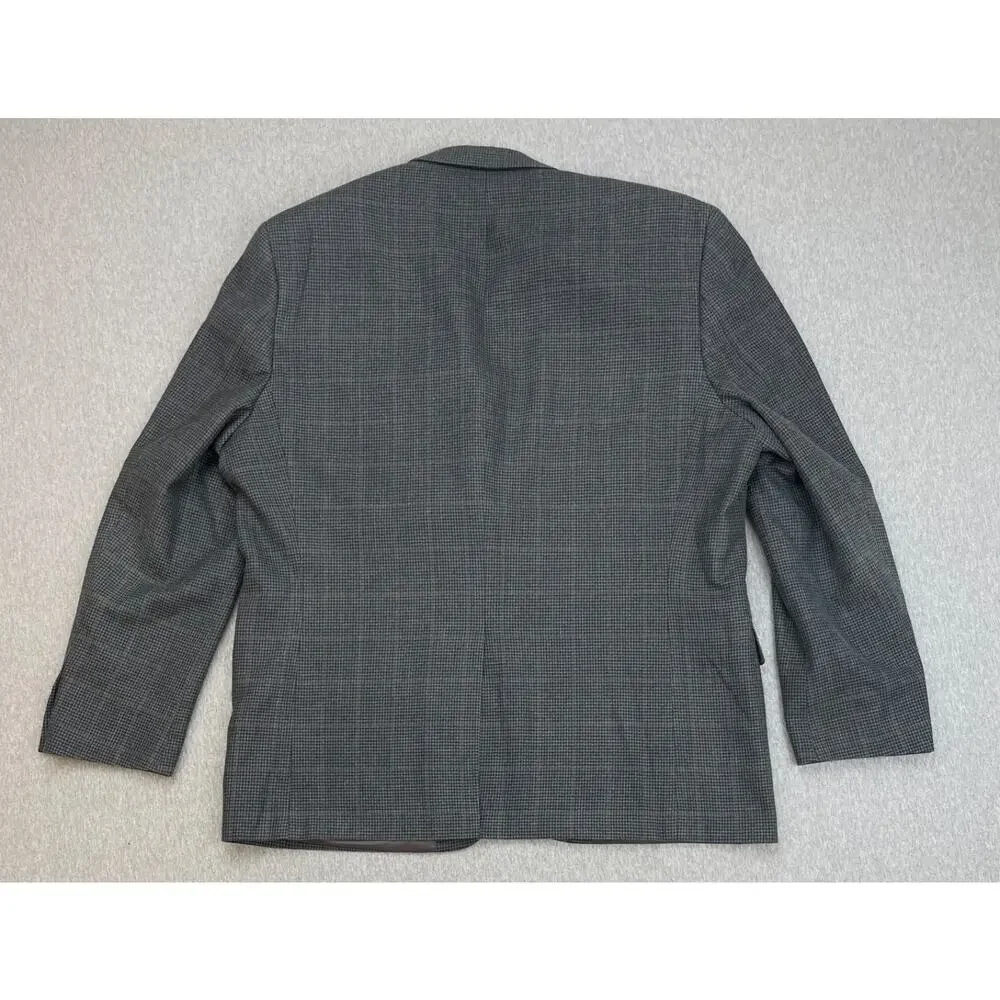 Lauren Ralph Lauren Blazer Mens 44R Houndstooth Silk Wool Blend‎ 2-Button Lined